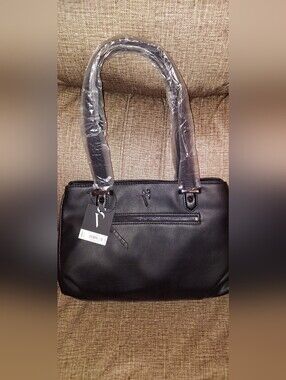 Simply Vera Vera Wang Black Satchel with Front Zip Pocket